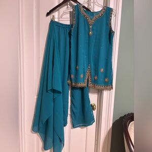 India Boutique Teal Palazzo Pants Set